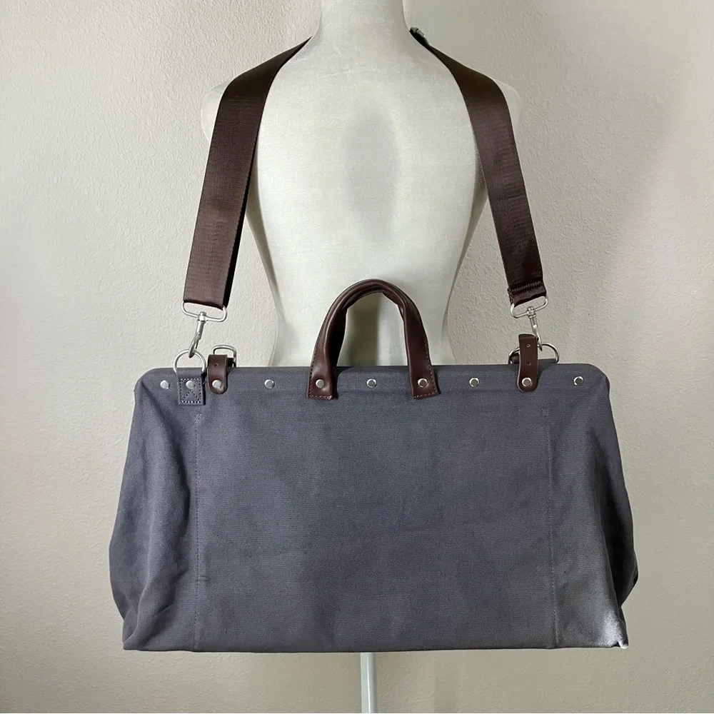 LINE OF TRADE Weekender XL Duffle Rugged Canvas Travel Bag Tote Leather Trim